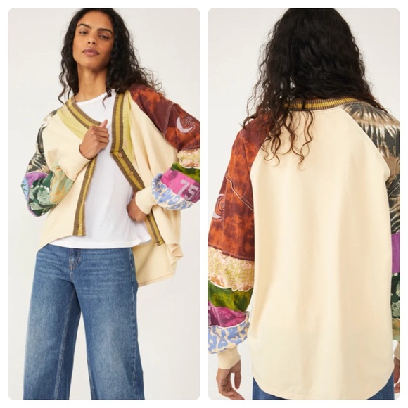 Free People Tops - NEW Free People Sz XS Marley Tee in Winter Wheat Contrast Balloon Sleeves